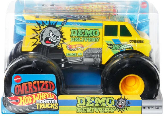 Hot Wheels Monster Trucks 1:24 - Demo Delivery - 1:24 Scale Die-Cast Metal Body with Plastic Parts - 8 Inches Long - For Kids 3 Years Old and Up