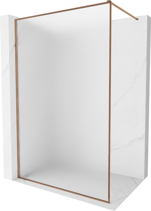 Mexen Kioto-F Duschwand Walk-in mit Rahmen 90 x 202 cm, Frostglas 8 mm, Roségold - 800-090-104-60-30