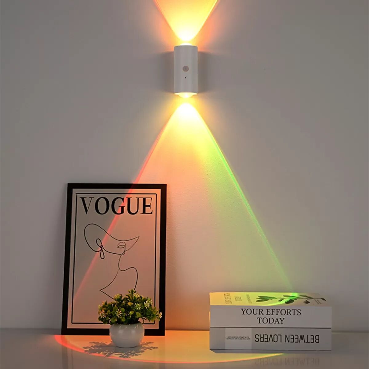 INF Projecteur ambiant double tête à capteur intelligent - Fixation magnétique sans perçage, télécommande, 116 couleurs et Blanc