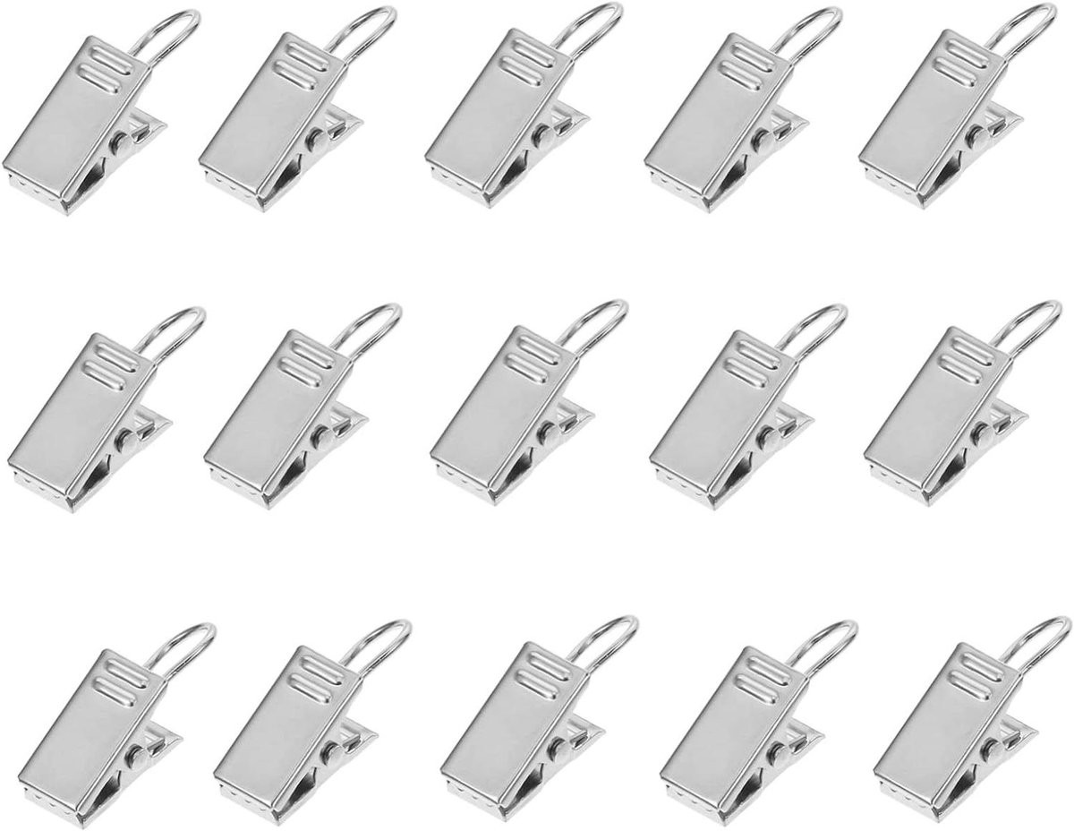 60 stuks Gordijnclips met haken, Zilverkleurig, Roestbestendig ontwerp