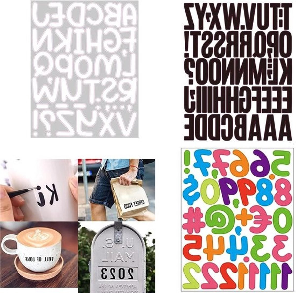 Opstrijkletters Set - Textiel Letters voor het Personaliseren van Kleding - Water- en Slijtvast - 3 Vellen - Wit en Zwart