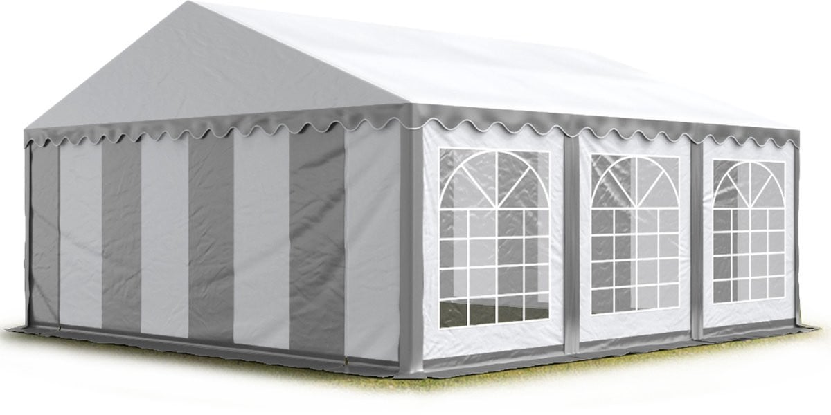 Partytent feesttent 3x6 m tuinpaviljoen in grijs-wit, waterdicht PVC 700 N
