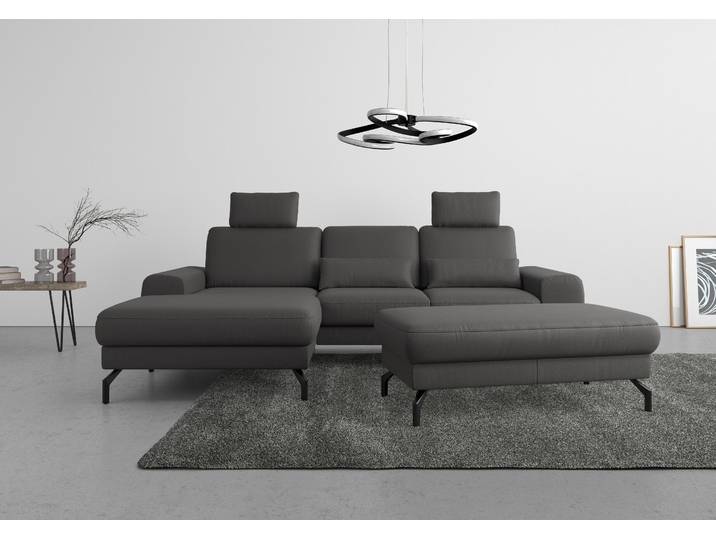 Ecksofa, Luxus-Microfaser TORO, Anthrazit 283×175 cm, Sitztiefenverstellung & Federkern, Modern, SIT & MORE