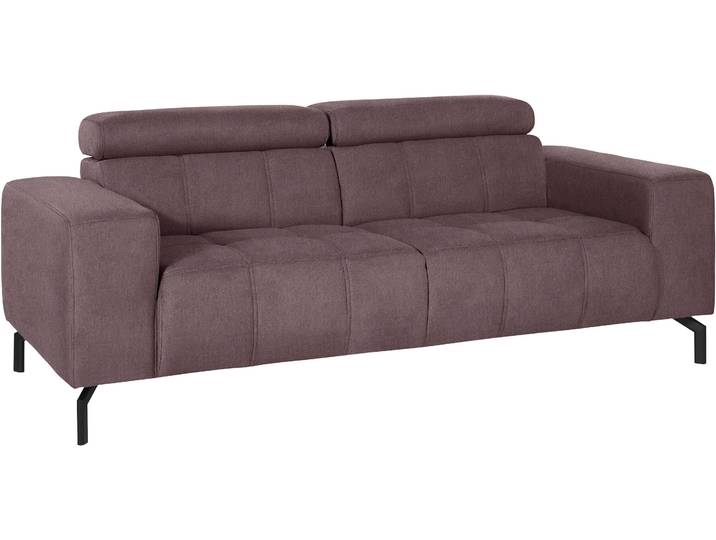 2-Sitzer DOMO COLLECTION Cunelli, moderne Sitznähte als Designelement, fester Sitzkomfort , lila (beere), B:208cm H:79cm T:104cm, Sofas, 2-Sitzer, whlw. verstellbare Kopfteile, passend für gängige Saugroboter