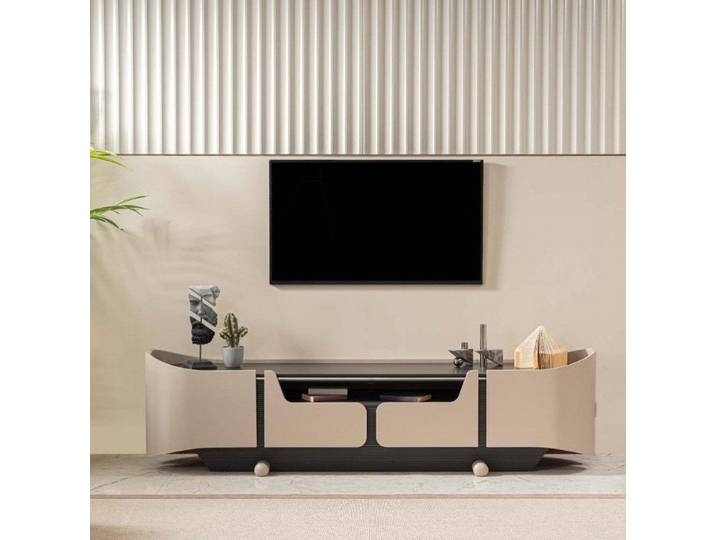JVmoebel TV-Schrank Beiges Holz Lowboard – Elegantes Design für modernes Wohnen (1-St., TV-Ständer) Made in Europa