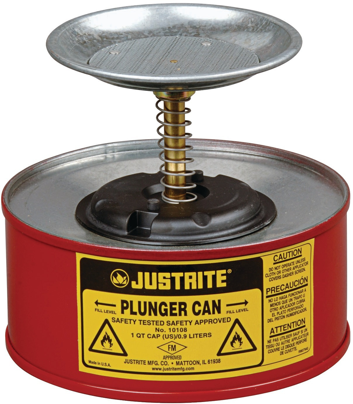 Justrite Sparanfeuchter, 1,0 liter, staal, 185 x 143 mm