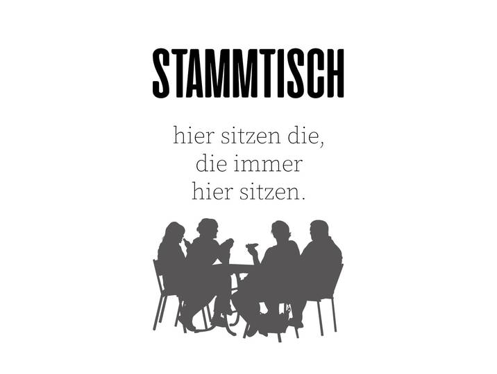Wanddekoobjekt QUEENCE STAMMTISCH , schwarz, B:20cm H:30cm T:0,1cm, Stahl, Wanddekoobjekte, Wanddekoobjekt, Stahlschild, Blechschild, Spruch, Witzig, Wanddeko, retro, 20x30cm