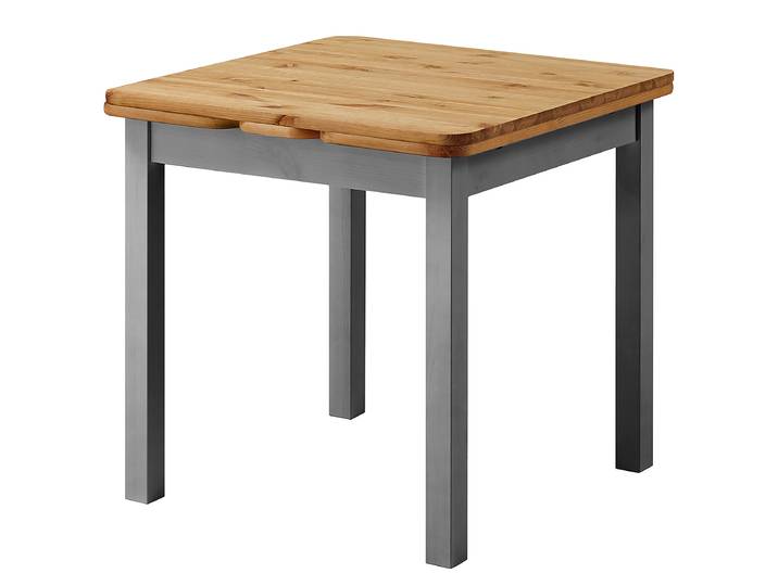 Esstisch mit Ansteckplatten 77 x 77 cm Braun/Grau/Kiefer Laugenfarbig/Kiefer Grau