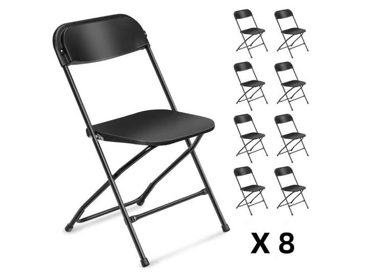 FCH Lot de 8 Chaises de réception pliantes - 45*45*80cm - Noir