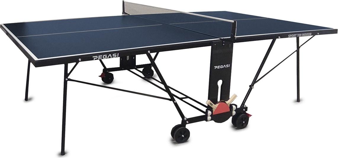 Pegasi Tischtennisplatte 700 - Tischtennisplatte Indoor - Faltbare Tischtennistisch - Klappbar - Original Tischtennistisch - Mit Rädern - Beweglich - Blau