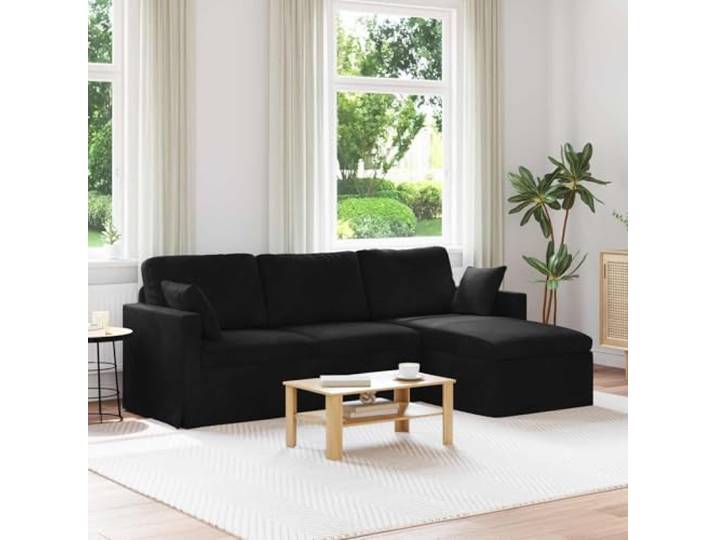 Sofa Schwarz 228 x 134 x 80 cm Samt Metallrahmen,Armlehnen aus Holzwerkstoff,Schaumfüllung Kissen,Kunststofffüße,glatte Oberfläche