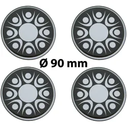 4 x Ø 90 mm Polymere Aufkleber / Stern-Optik / Nabenkappen, Felgendeckel