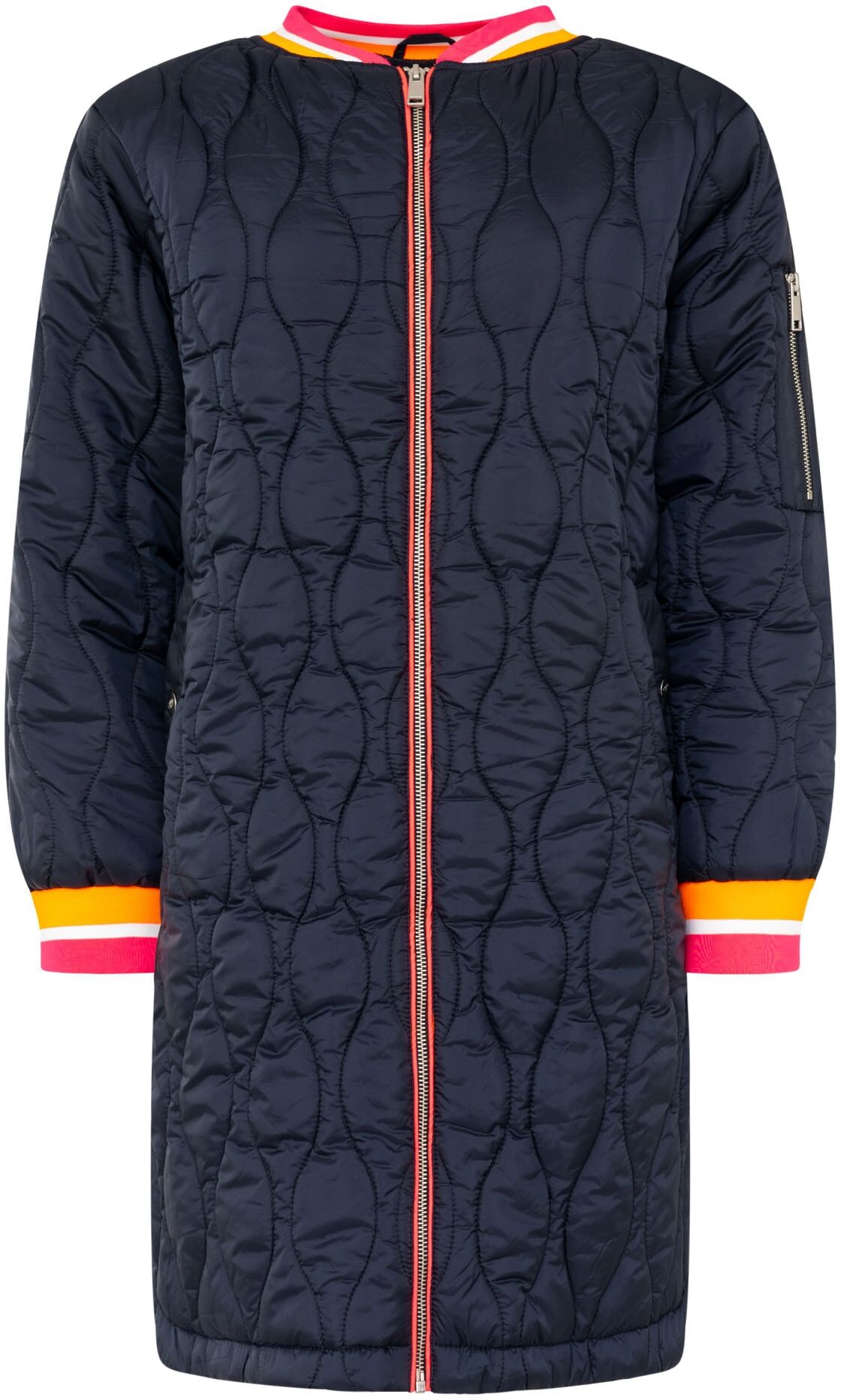 Kurzmantel ZWILLINGSHERZ "„Shine Hope Smile“", Damen, Gr. XL, marine, Steppware, Obermaterial: 100% Polyester, Mäntel Kurzmantel, farbig gestreifte Bündchen, Herzfutter, Reissverschluss, Taschen marine XL