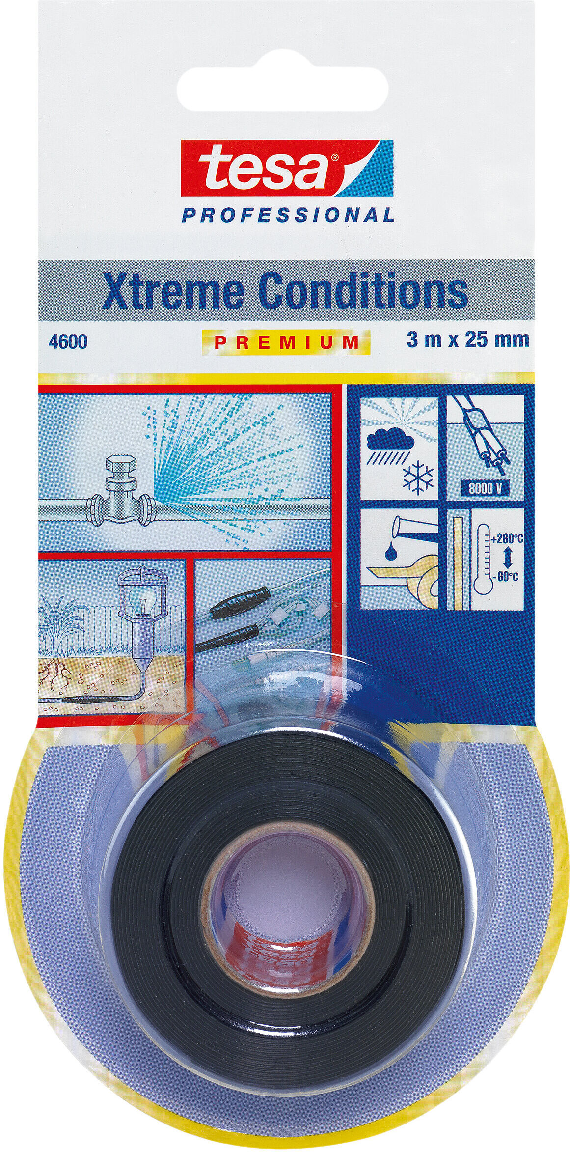 Tesa Silikontejp 4600 Xtreme Conditions, 25 mm, 3 m, svart
