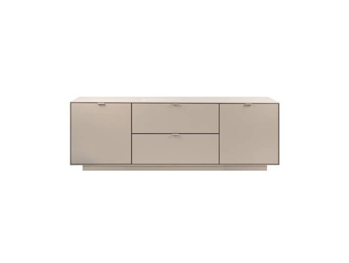 CALICOSY - Meuble TV 2 portes 2 abattants décor sable L185 cm VIKA - Beige