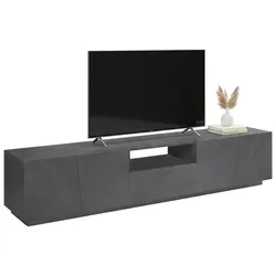 Dmora Fernsehschrank Paul, Niedriges Sideboard für Wohnzimmer, Sockel für TV-Möbel, 100 % Made in Italy, cm 220x43h46, Schiefer