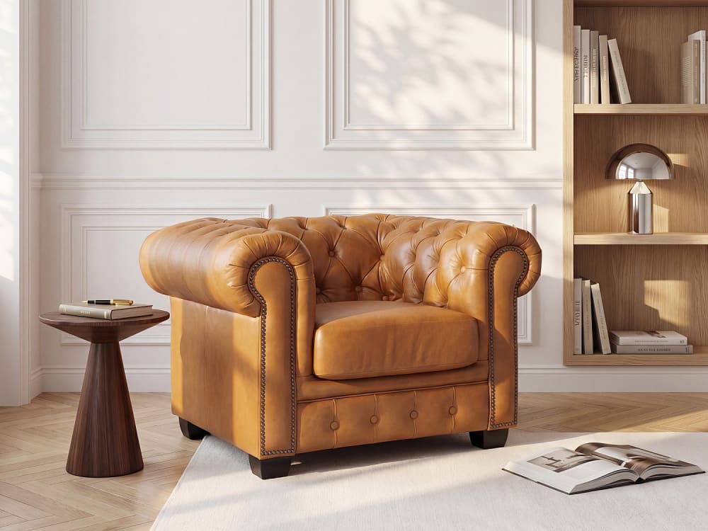 Unique Sillón clásico piel camel