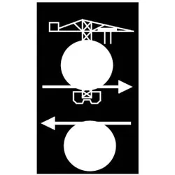 Schneider Electric XACY4973 Symbolschild, weiß auf schwarzem Grund- Katzfahrwerk, Vorwärts-Rückwärts