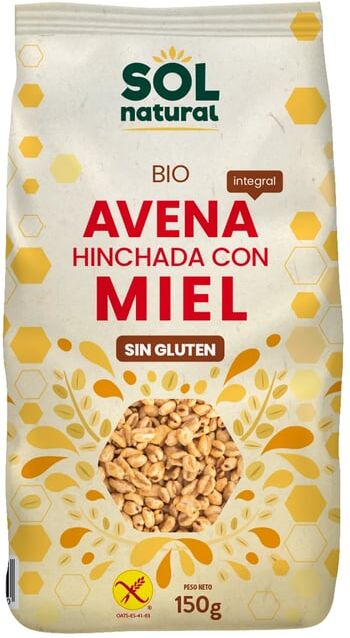 Sol Natural AVEIA INCHADA COM MEL SEM GLÚTEN BIO 150g Mel