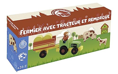 Jeujura Farmer met tractor en trailer bouwspel, meerkleurig (J8273)