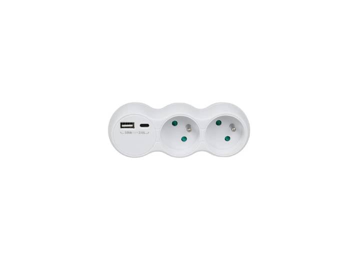 Maclean MCE339 E Prise de courant\, distributeur 2 prises\, 2x USB A/C\, type E\, 2x16A