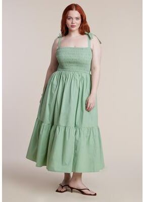 Plus Size Women's Smocked Bodice Maxi Dress by ELOQUII in Basil (Size 18)