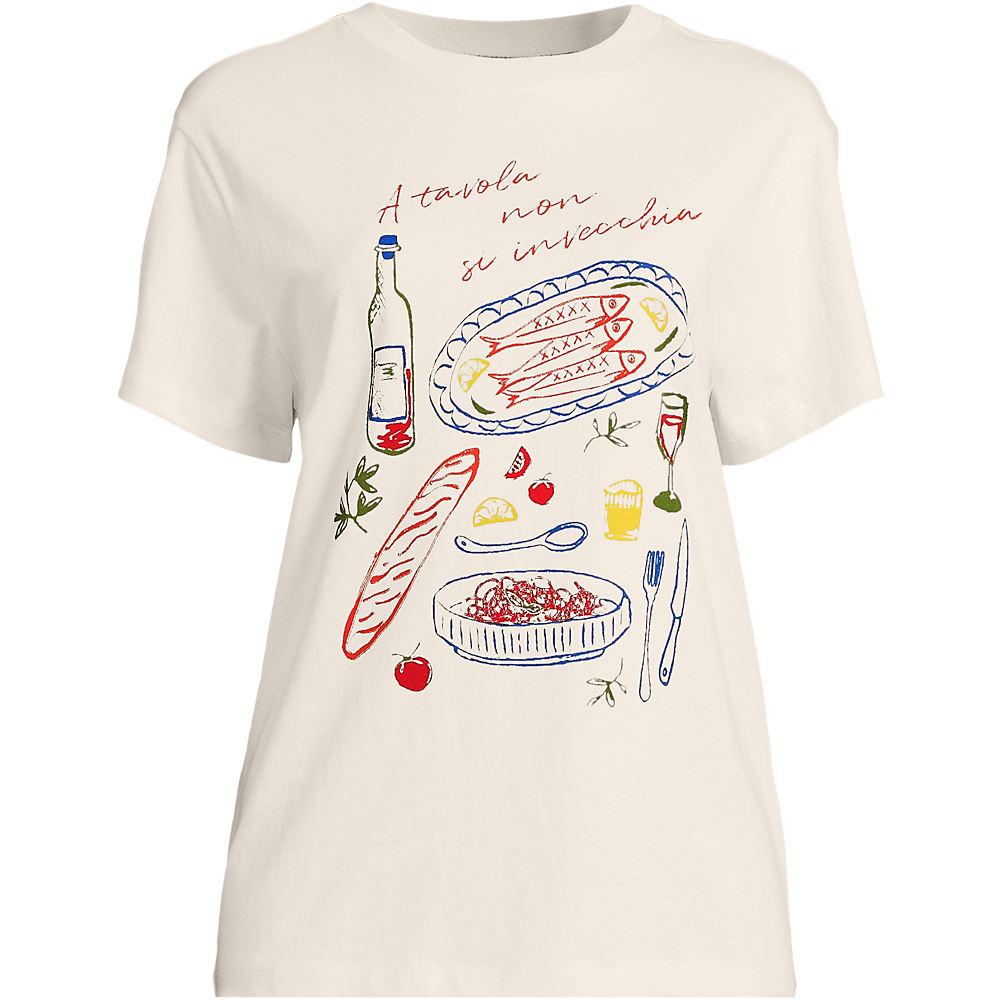 Grafik-Shirt für Damen in Plus-Größe, Damen, size: plus, Elfenbein, Baumwolle, by Lands' End