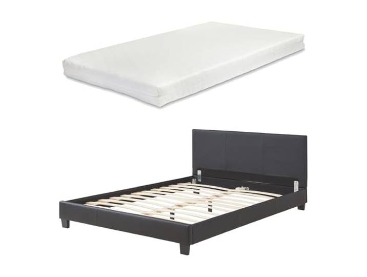 Corium Polsterbett mit Matratze - 140 x 200 cm - Schwarz Kunstleder - mit Lattenrost