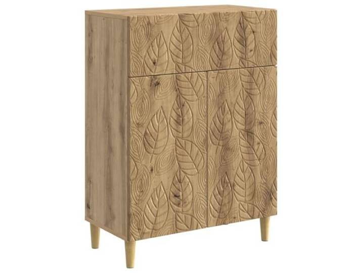 KPOTUERTU Sideboard Artisan-Eiche 66 x 34,5 x 90 cm Holzwerkstoff Vintage-Stil,braune Beine,Schubladen,Regalbretter,90°-Schwenktüren,Eukalyptus-Holz-Konstruktion