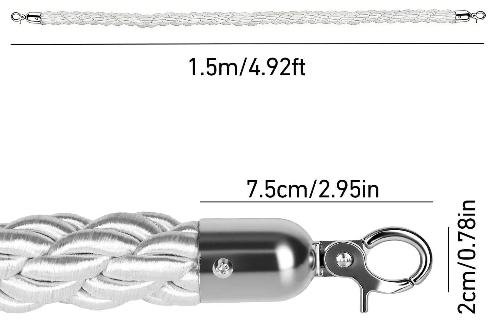 Dripio Afsluitkabel zwart met roestvrijstalen haken, 1,5 meter, diameter: 2,8–3 cm