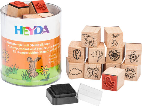 Heyda Stempel-Set "Frühjahr-Sommer", 1,5 cm, 15 Stück
