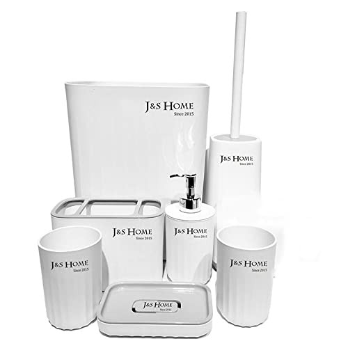 Luxe 8-delige badkamer- en toiletaccessoires set in het wit