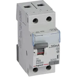 Legrand 411574 TX3 Fehlerstromschutzschalter 25A, 2-polig, 300mA, Typ A, 230VAC, 2TE