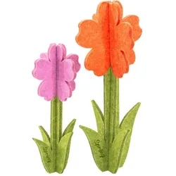 Filz-Blumen, orange und violett, 2 Stück