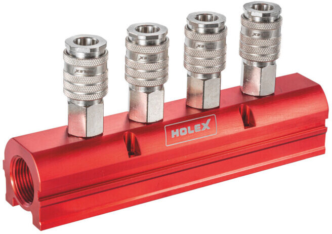 HOLEX Bloc de distribution pour raccord pneumatique 1/4 pouce, Type : 4, 080208 4 (080208 4)