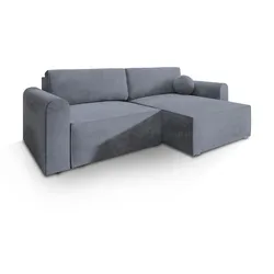 ECKSOFA FIANO M Grau Velours-Stoff mit Schlaffunktion