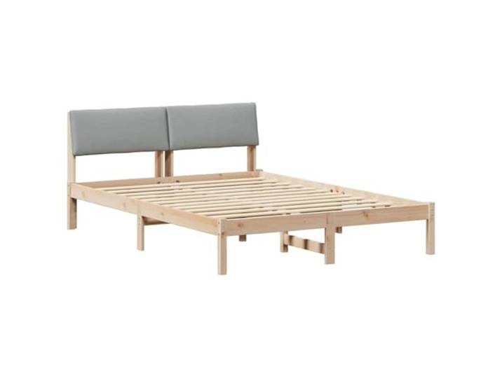 PUGYNBK Bettgestell aus Kiefernholz, 140 x 200 cm Rechteckige Basis, quadratische Beine, Kopfteil aus Polyester, ohne Lattenrost, zeitgenössischer Stil