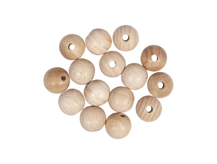 Rohholzkugeln FSC 100%,gebohrt, 15mm ø, 4mm - DL, SB-Btl 15Stück