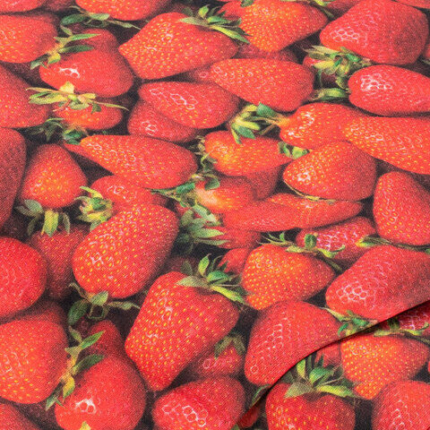 Baumwollstoff-Digitaldruck "Erdbeeren", Serie Ria, rot-color