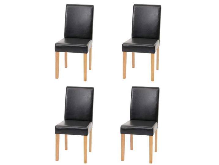 MCW Lot de 4 chaises de séjour Littau ~ simili-cuir noir pieds clairs