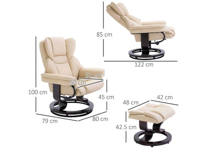 Fauteuil relax avec pouf fauteuil TV pivotant fauteuil TV avec fonction chaise longue fauteuil de repos fauteuil inclinable