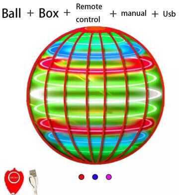 Smart Shopping Spot Flying Ball Boomerang Magic LED Drone Hover Ball LED Spinner Toy For Kids And Family red