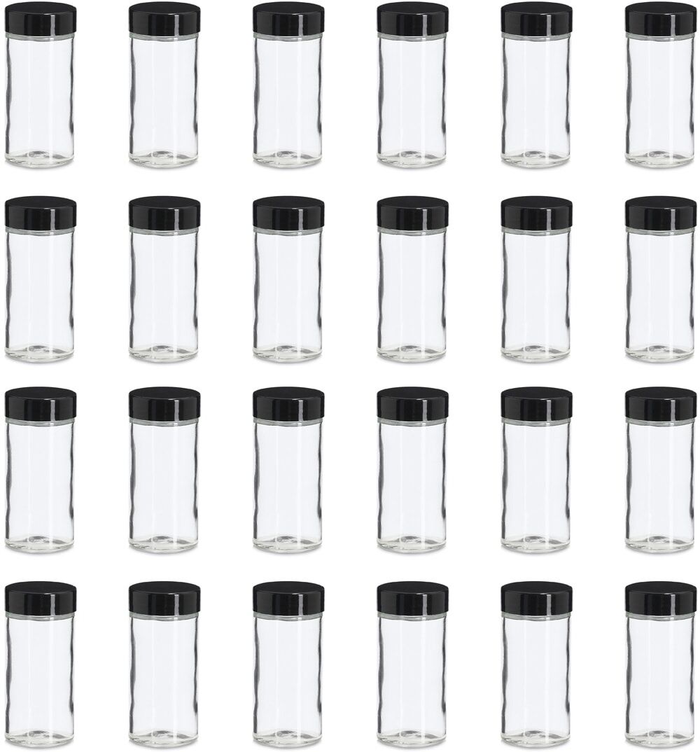 Gewürzstreuer ZELLER PRESENT "Gewürzglas mit Kunststoffdeckel, 24er Set", schwarz, H:9,5cm Ø:4,5cm, Gewürzstreuer, Gewürzstreuer, 90 ml, schwarz, ca. Ø4,5x9,5 cm
