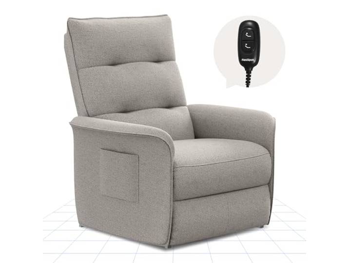 FLEXISPOT Elektrisch Relaxsessel X1, Fernsehsessel mit liegefunktion Schlafsessel mit verstellbare Rückenlehne, Verstellbarer TV Sessel, 105° -155° verstellbare Rückenlehne, ergonomisch Hellgrau