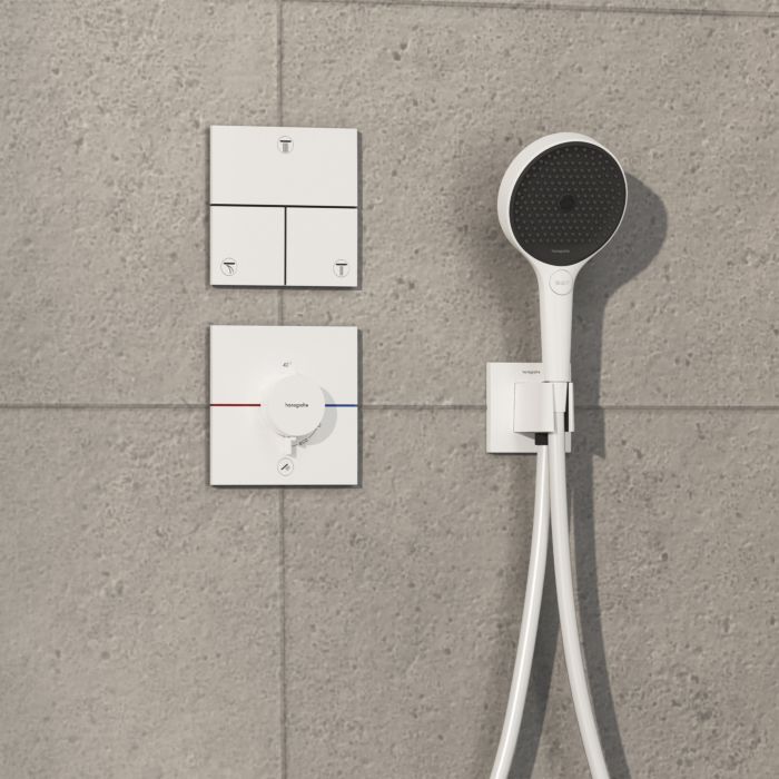 Hansgrohe ShowerSelect Comfort E Thermostat 15575700 UP, für 1 Verbraucher und einen zusätzlichen Abgang, mattweiß