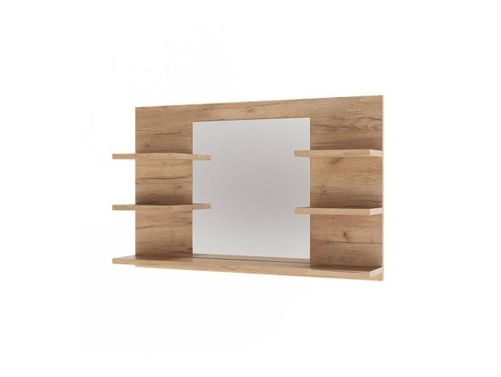 Vicco Badspiegelschrank Wilbur Goldkraft Eiche 78 x 50 cm mit Regalen, Eichefarben, Holzwerkstoff, Rechteckig, 78x50x13.6 cm, Badezimmer, Badezimmerspiegel, Spiegelschränke