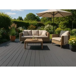 KAHRS WPC Terrassendielen, 25x145 mm, Grau, grob/fein, gebürstet, Hohlkammer