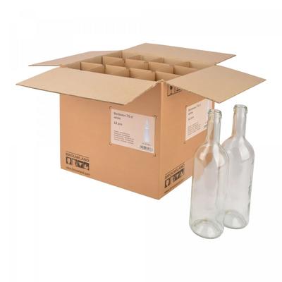 12er Weinflaschen-Karton (Bordeaux 75 cl) - Stabile & umweltfreundliche Flaschenaufbewahrung, Farbe: weiss