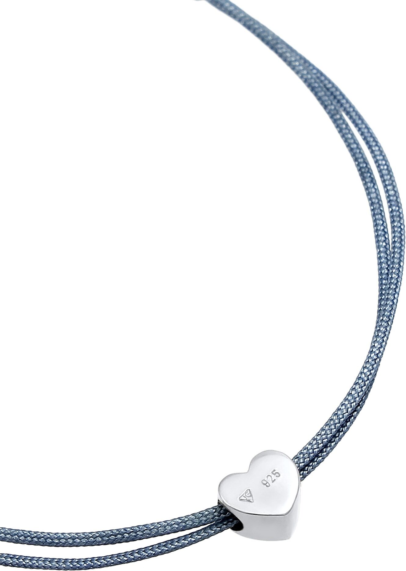 Armkette ELLI "Armband Herz Liebe Textil Romantik 925 Silber" Gr. 160, silber, Armbänder, Damen, Silber 925 (Sterlingsilber), Armkette