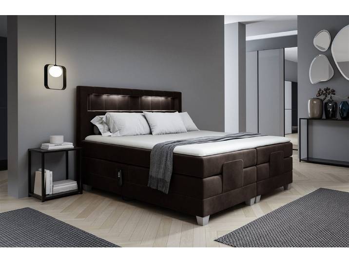 Fun Möbel Boxspringbett Schlafzimmerbett DAVIDE Elektrisch in Stoff Fresh (inkl. Topper), Matratzen elektrisch verstellbar
